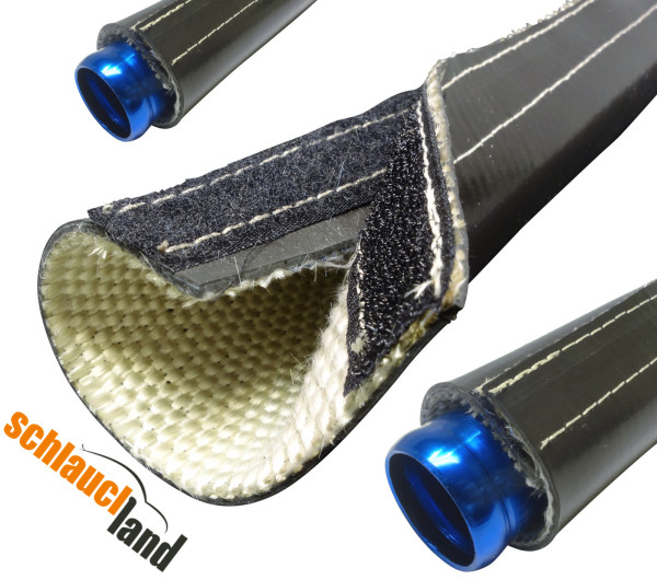 Hitzeschutzschlauch Silikon-Titan Klett schwarz Meterware