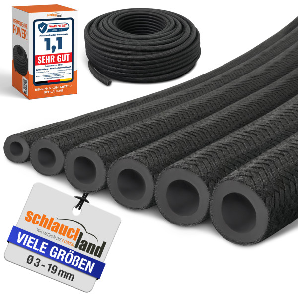 Kraftstoffschlauch Benzin Diesel Öl NBR-Kautschuk - Ø 3-25mm mit Baumwoll-Gewebe außen
