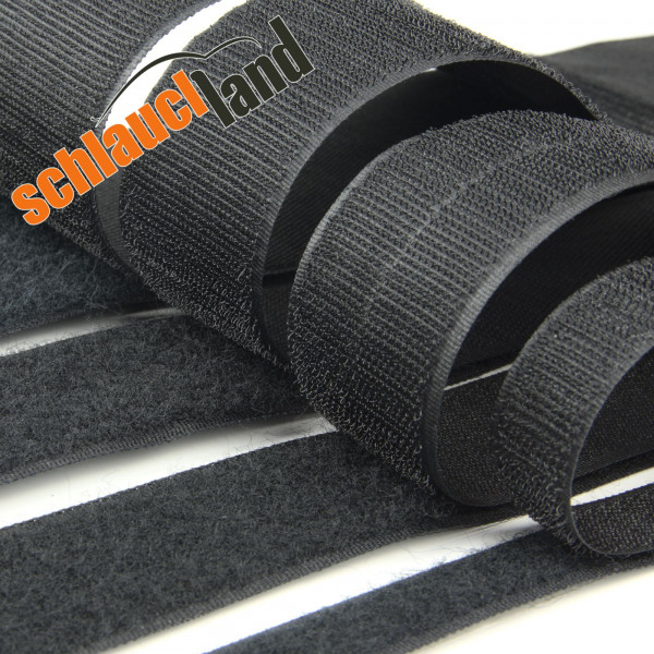 Klettband PRO-HX schwarz Klettverschluss METERWARE zum Aufnähen